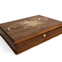 Inlaid Walnut Wood Document Box Personalized Keepsake Memory Box - thumbnail 2