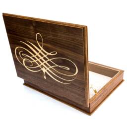 Inlaid Walnut Wood Document Box Personalized Keepsake Memory Box - thumbnail 3