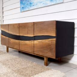 Sideboard, Scandinavian Designer Solid Walnut, Wood & Metal, Industrial Style - thumbnail 2