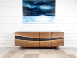 Sideboard, Scandinavian Designer Solid Walnut, Wood & Metal, Industrial Style