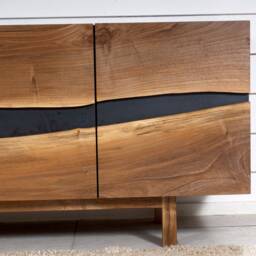 Sideboard, Scandinavian Designer Solid Walnut, Wood & Metal, Industrial Style - thumbnail 3