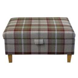 Luxe Plus Brown Tartan Ottoman - Wool Storage Footstool Handmade in Britain - thumbnail 3