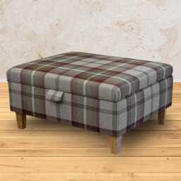 Luxe Plus Brown Tartan Ottoman - Wool Storage Footstool Handmade in Britain - thumbnail 1