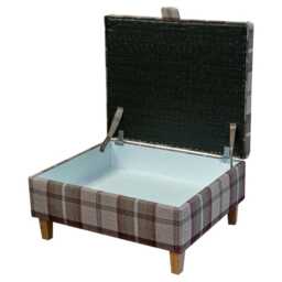 Luxe Plus Brown Tartan Ottoman - Wool Storage Footstool Handmade in Britain - thumbnail 2