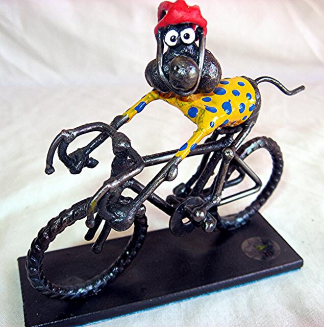 Cycling Mouse in Outfit Steel Sculpture - image 1
