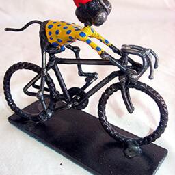 Cycling Mouse in Outfit Steel Sculpture - thumbnail 2