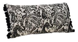 Black & Gray Paisley Throw Pillow, Soft Decorative Pillow 22x10 - thumbnail 1