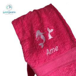 Mermaid Towel - Personalised Face Cloth/Hand Bath = Embroidered - thumbnail 1