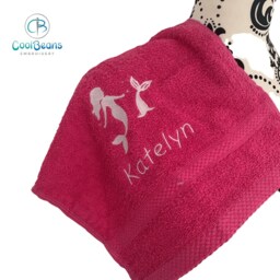 Mermaid Towel - Personalised Face Cloth/Hand Bath = Embroidered - thumbnail 3
