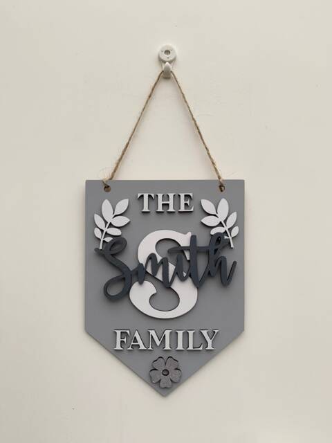 Family Wall Sign - Wooden Decor Home Flag Family Room Initial Flag - image 1