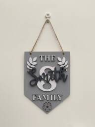Family Wall Sign - Wooden Decor Home Flag Family Room Initial Flag - thumbnail 1