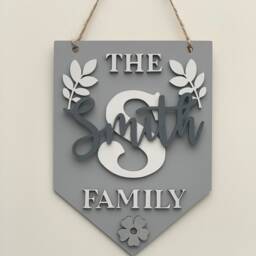 Family Wall Sign - Wooden Decor Home Flag Family Room Initial Flag - thumbnail 3