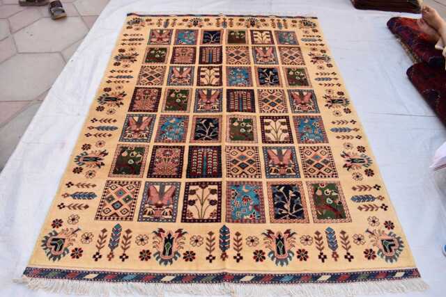 Handmade Afghan Wool Rug Vintage Tribal Carpet - 6.11x4.11 Ft - image 1