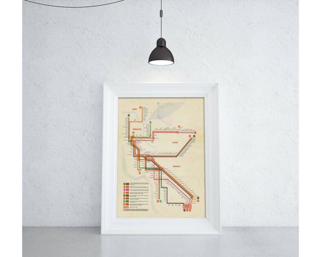Vintage New York Subway Map Print Photo Paper, Matte Or Canvas - image 1