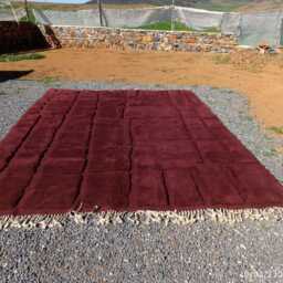 Burgundy Moroccan Wool Rug Handmade Geometric Living Room Carpet - thumbnail 2