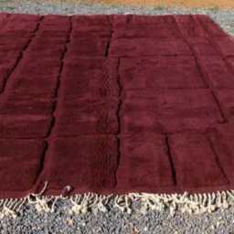 Burgundy Moroccan Wool Rug Handmade Geometric Living Room Carpet - thumbnail 3