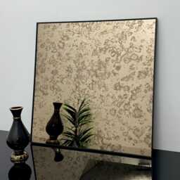 Antique Bronze Tinted Wall Mirror - Black Metal Frame - thumbnail 3