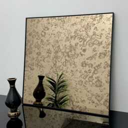 Antique Bronze Tinted Wall Mirror - Black Metal Frame - thumbnail 4
