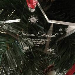 Personalised Memorial Christmas Tree Star Decoration - Perfect Way To Remember A Loved One This -Any Name Engraved - thumbnail 2