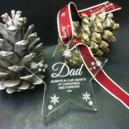 Personalised Memorial Christmas Tree Star Decoration - Perfect Way To Remember A Loved One This -Any Name Engraved - thumbnail 3