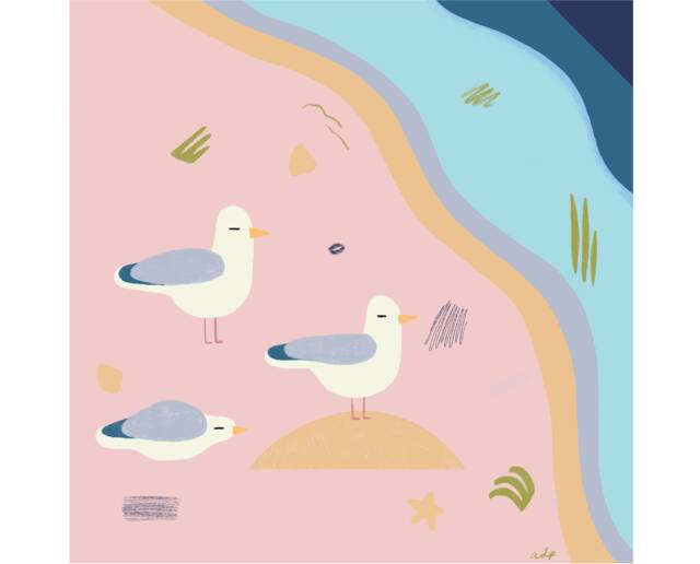 Seagulls Art Print - Gift Seagull Illustration For Kids Decor Poster - image 1