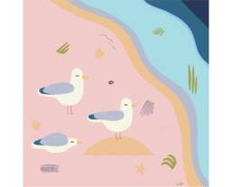 Seagulls Art Print - Gift Seagull Illustration For Kids Decor Poster - thumbnail 1