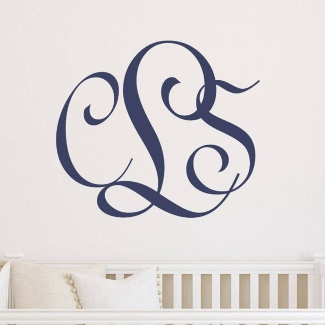 Monogram Decal Large Wall - Personalized Fancy Decor Custom Sticker Dance Floor Wedding Nursery Child Dorm Room Mono019 - image 1
