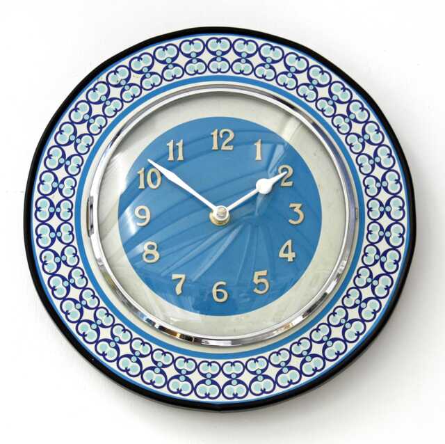 Mid Century Style Wall Clock - New 27cm Wooden Retro Handmade Formica Vintage French Gift Off The Clocks - image 1