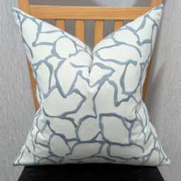 John Lewis & Partners Calathea Fabric Cushion Cover Maple Leaf Embroidered Pillow Throw Cover Country Home. Slate Blue - thumbnail 2