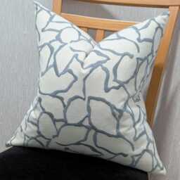 John Lewis & Partners Calathea Fabric Cushion Cover Maple Leaf Embroidered Pillow Throw Cover Country Home. Slate Blue - thumbnail 1