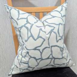 John Lewis & Partners Calathea Fabric Cushion Cover Maple Leaf Embroidered Pillow Throw Cover Country Home. Slate Blue - thumbnail 3