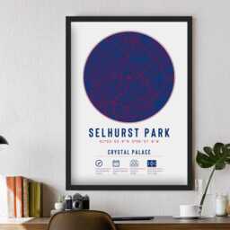Crystal Palace Selhurst Park Minimalist Map Prints & Frames - Gift The Eagles F.c. Fc Decor Dad Granddad Uncle Brother Son Football For Him - thumbnail 3