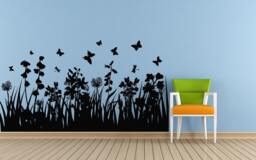 Grass Nature Floral Flowers & Butterfly's Woods Forest Wall Or Car Vinyl Peal Stick Removable Sticker Decal L1393