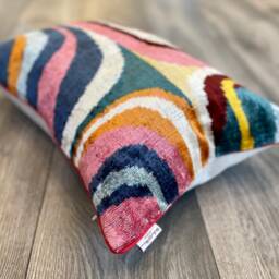 Velvet Ikat Pillow Cover Picasso - Decorative Cushion For Sofa Or Bed - thumbnail 2
