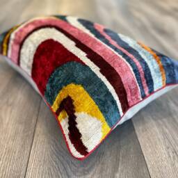 Velvet Ikat Pillow Cover Picasso - Decorative Cushion For Sofa Or Bed - thumbnail 3