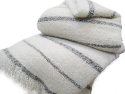 Angora Mohair & New Zealand Wool Snow Throw Blanket, Hand Loomed