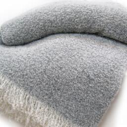 Angora Mohair & New Zealand Wool Snow Throw Blanket, Hand Loomed - thumbnail 3