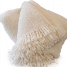 Angora Mohair & New Zealand Wool Snow Throw Blanket, Hand Loomed - thumbnail 2