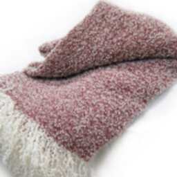 Angora Mohair & New Zealand Wool Snow Throw Blanket, Hand Loomed - thumbnail 3