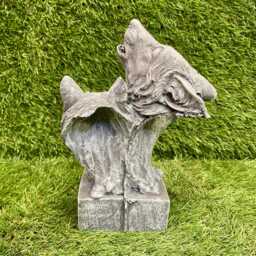 Concrete Wolf Heads With Stand Sculpture Garden Lawn Ornament Frost Protected/Howling Wolves - thumbnail 2