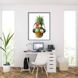 Funky Pineapple Print Aloha Wall Art With Headphones & Glasses - thumbnail 3