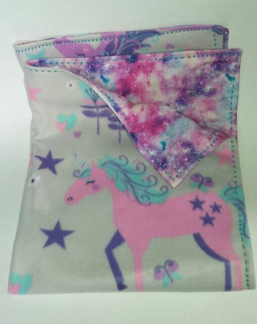 Galaxy Unicorn Floral Rainbow Baby Blanket , Pink Teal Purple Aqua Gray Girl Shower Gift Soft Fleece Cotton Nursery Crib Little - image 1