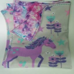 Galaxy Unicorn Floral Rainbow Baby Blanket , Pink Teal Purple Aqua Gray Girl Shower Gift Soft Fleece Cotton Nursery Crib Little - thumbnail 2