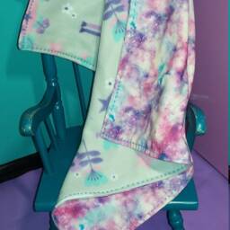 Galaxy Unicorn Floral Rainbow Baby Blanket , Pink Teal Purple Aqua Gray Girl Shower Gift Soft Fleece Cotton Nursery Crib Little - thumbnail 3