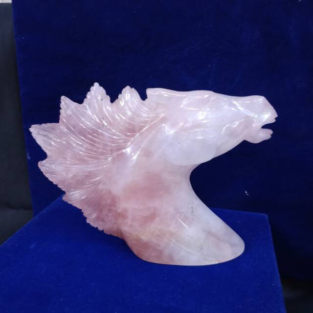Rose Quartz Horse, Gemstone Horse Head, Statues, Carved Stone Animals, Animals, Home Decor Gifts - image 1