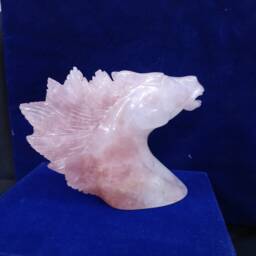 Rose Quartz Horse, Gemstone Horse Head, Statues, Carved Stone Animals, Animals, Home Decor Gifts - thumbnail 2