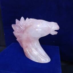 Rose Quartz Horse, Gemstone Horse Head, Statues, Carved Stone Animals, Animals, Home Decor Gifts - thumbnail 3