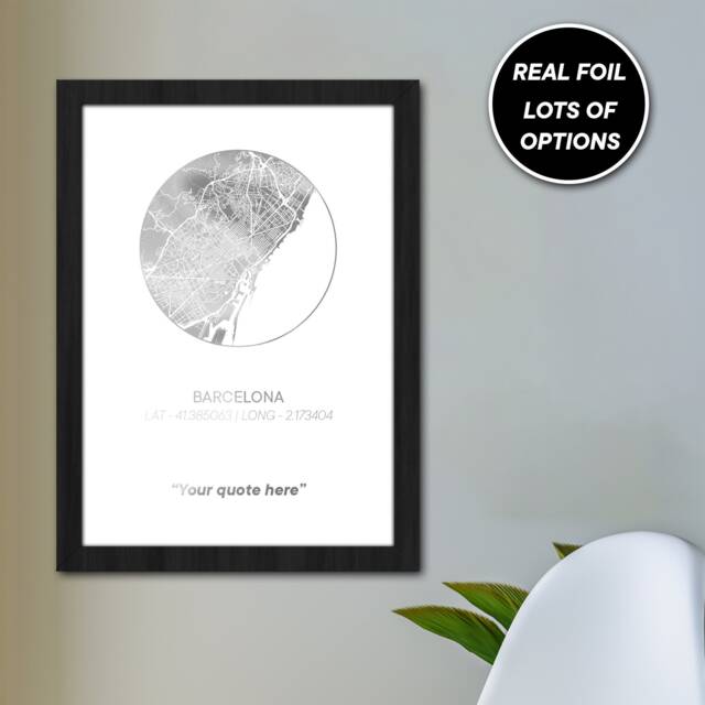 Genuine Gold Foiled Personalised Home City Globe Location Print/Moving Gift Framed Or Unframed Anniversary Map Gift - image 1