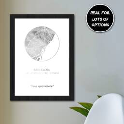 Genuine Gold Foiled Personalised Home City Globe Location Print/Moving Gift Framed Or Unframed Anniversary Map Gift - thumbnail 1