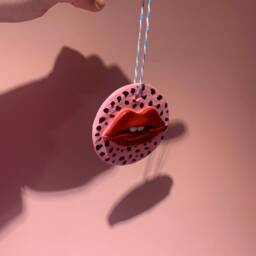 Pink Lips Wall Hanging Spotty Polka Dot Decor - thumbnail 2